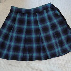 DIXXON Teal and Black Plaid Skater Skirt